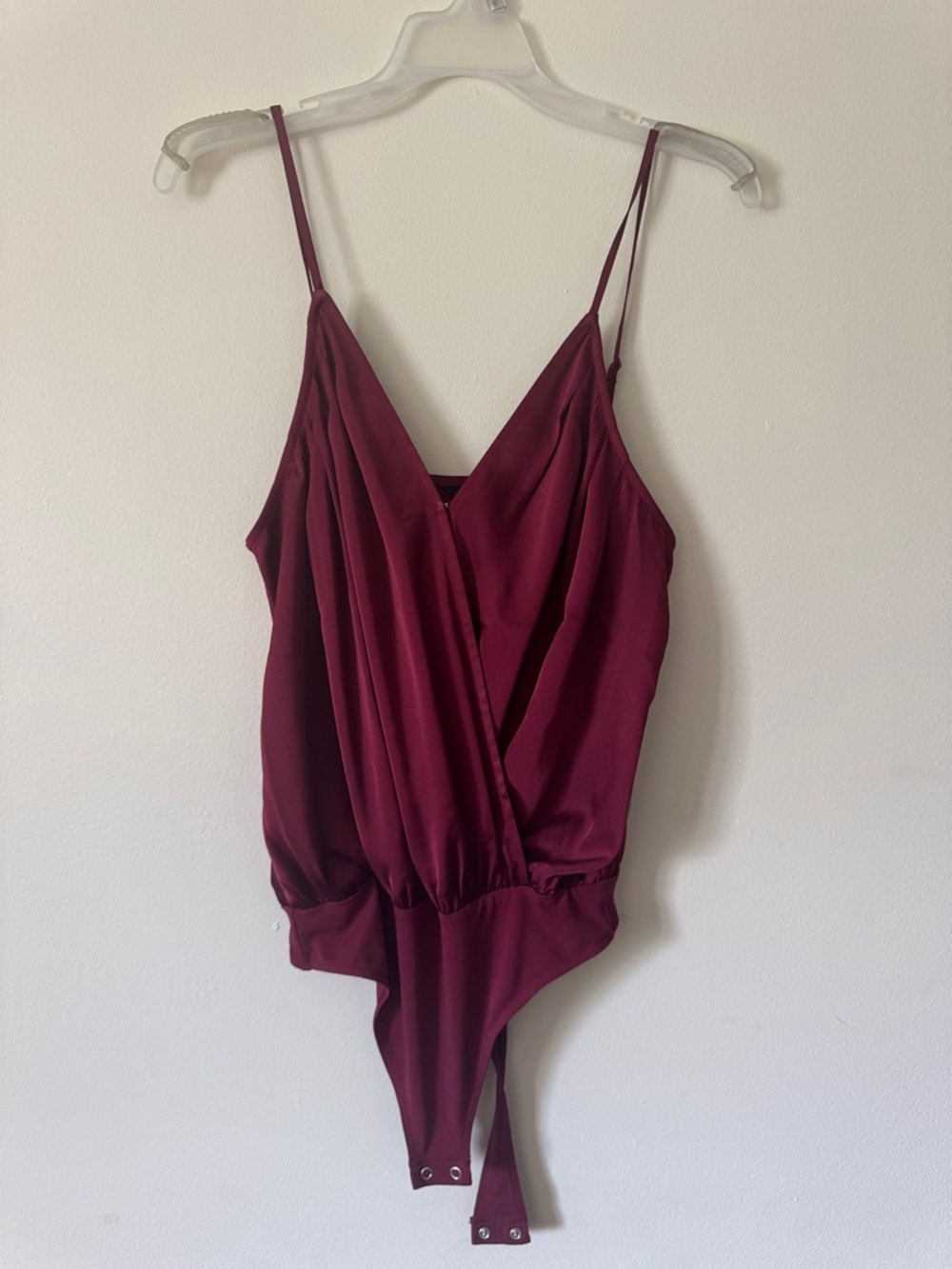 Express V-Neck Satin Bodysuit in Burgundy NWT